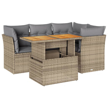 5-delige Loungeset met kussens poly rattan beige