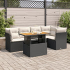 6-piece Lounge Set with Cushions Poly Rattan Black