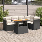Loungeset poly rattan 6-delig zwart