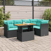 Loungeset 6-delig poly rattan zwart