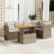 Loungeset 6-delig poly rattan beige