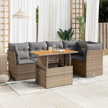 6-delige Loungeset met kussens poly rattan beige