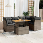 6-piece Lounge Set with Cushions Poly Rattan Grey