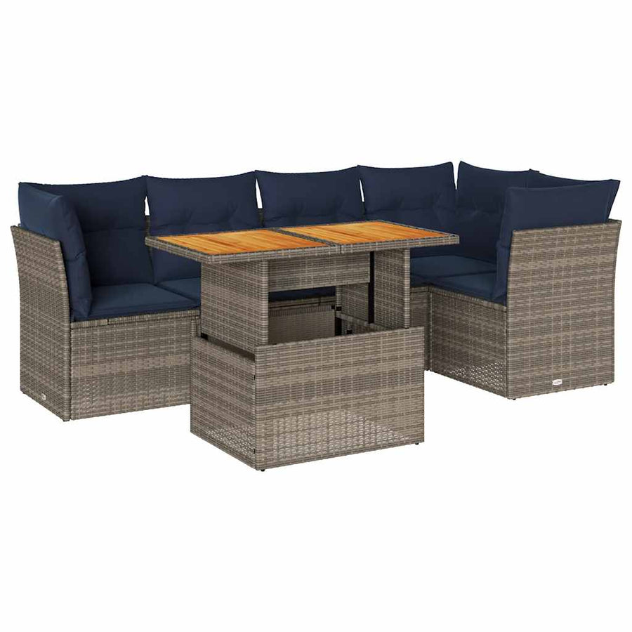 6-Delige Loungeset Met Kussens Poly Rattan