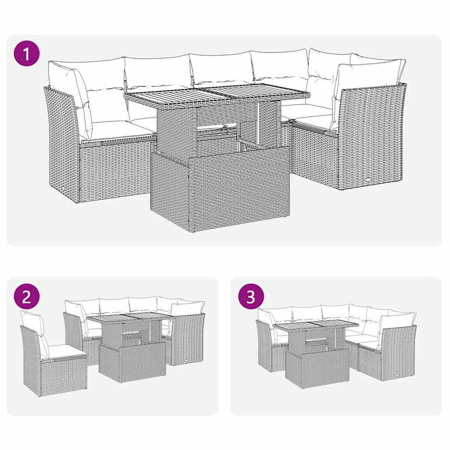 6-Delige Loungeset Met Kussens Poly Rattan