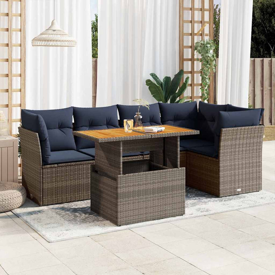 6-Delige Loungeset Met Kussens Poly Rattan