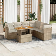 Loungeset 7-delig poly rattan beige