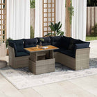 7-piece Lounge Set with Cushions poly rattan grey