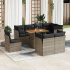 9-delige Loungeset met kussens poly rattan grijs