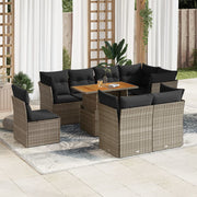 Loungeset poly rattan 9-delig grijs