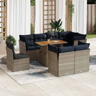 9-piece Loungeset with cushions poly rattan grey