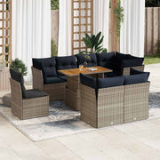 Loungeset 9-delig poly rattan grijs