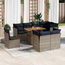 9-Delige Loungeset Met Kussens Poly Rattan 1 Grijs