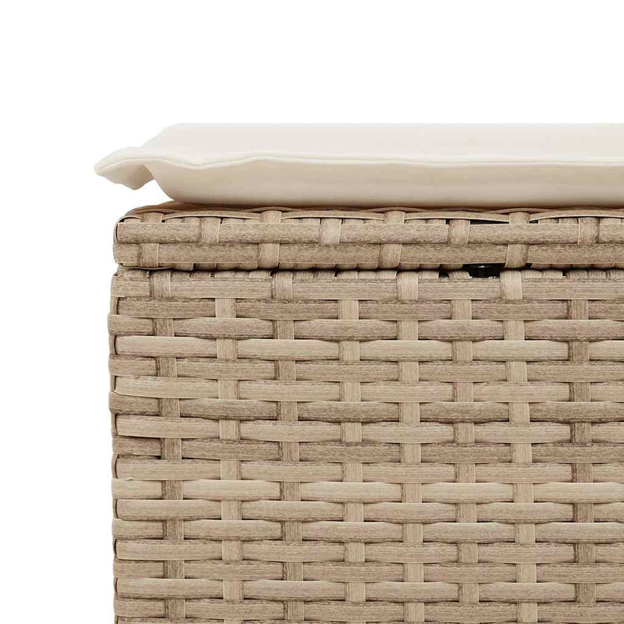 7-delige Loungeset met kussens poly rattan beige