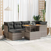 Loungeset 7-delig poly rattan grijs