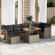Loungeset 8-delig poly rattan grijs