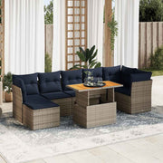 Loungeset 8-delig poly rattan grijs