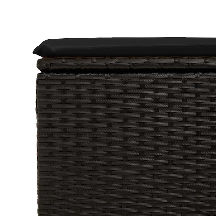 9-delige Loungeset met kussens poly rattan zwart