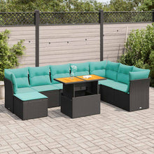 6-delige Loungeset met kussens poly rattan zwart