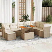 Loungeset 9-delig poly rattan beige