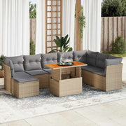 Loungeset 9-delig poly rattan beige