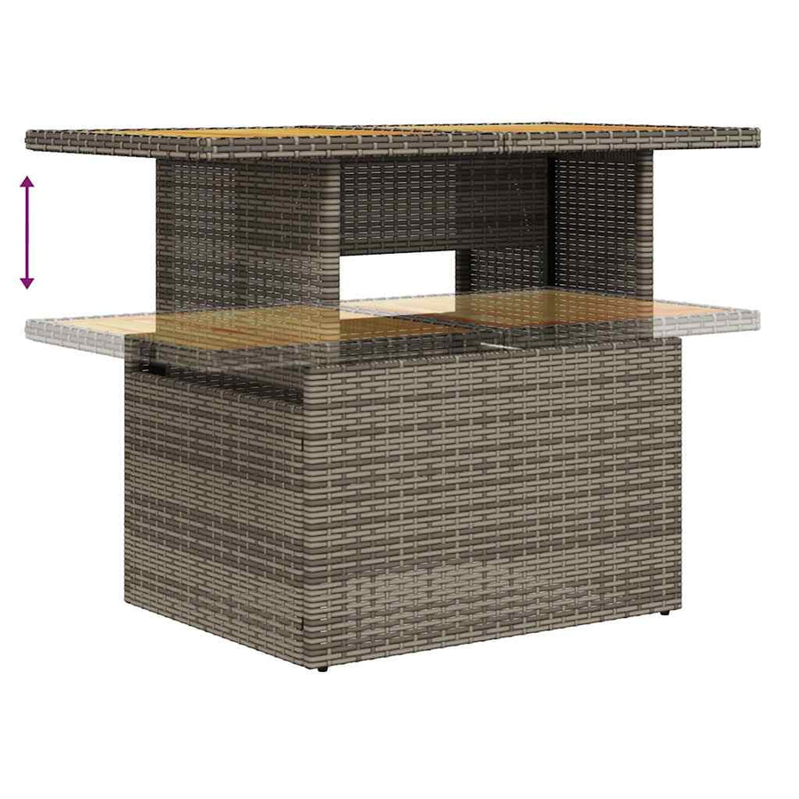 9-delige Loungeset met kussens poly rattan grijs