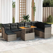 Loungeset 9-delig poly rattan grijs