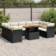 Loungeset 10-delig poly rattan zwart