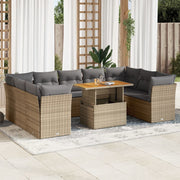 Loungeset 10-delig poly rattan beige