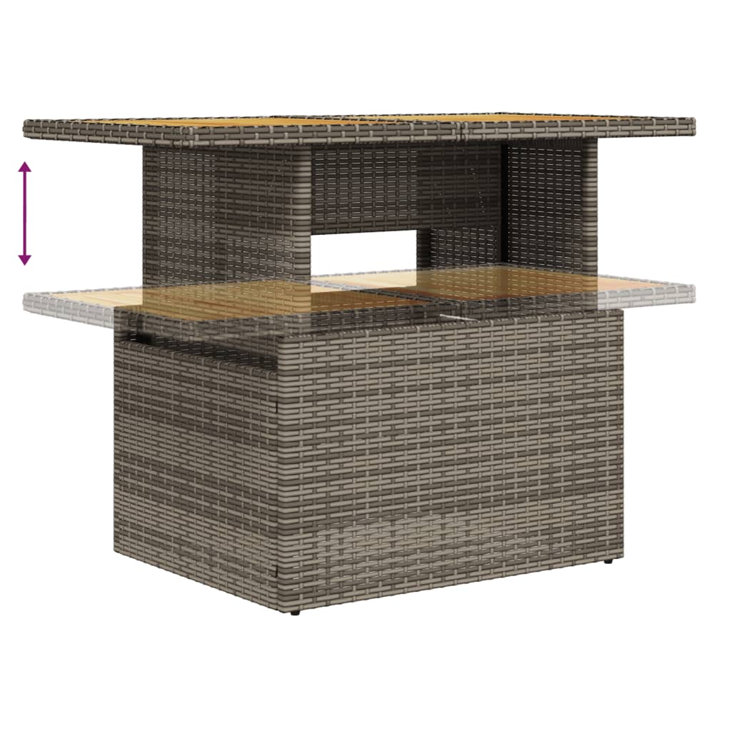 10-delige Loungeset met kussens poly rattan grijs