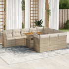 11-delige Tuinset met kussens poly rattan beige