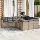 11-delige Tuinset met kussens poly rattan beige