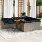 Loungeset 11-delig poly rattan grijs