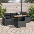 5-Piece Loungeset with Cushions Poly Rattan Black
