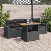 Loungeset 5-delig poly rattan zwart