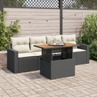 5-Piece Loungeset with Cushions Poly Rattan Black