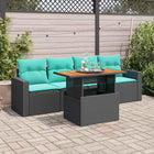 5-Piece Loungeset with Cushions Poly Rattan Black