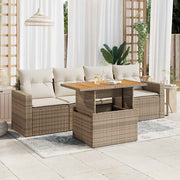 Loungeset 5-delig poly rattan beige