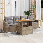 Loungeset poly rattan 5-delig beige