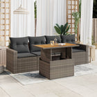 5-delige Loungeset met kussens poly rattan grijs