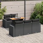 6-piece Lounge Set with Cushions Poly Rattan Black