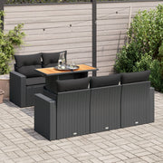 Loungeset 6-delig poly rattan zwart