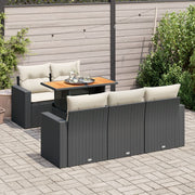 Loungeset 6-delig poly rattan zwart