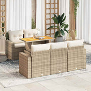 Loungeset 6-delig poly rattan beige