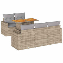 6-delige Loungeset met kussens poly rattan beige