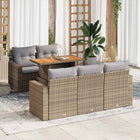 6-piece Lounge Set with cushions poly rattan beige