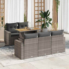 6-piece Lounge Set with Cushions Poly Rattan Grey