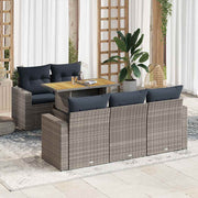Loungeset 6-delig poly rattan grijs