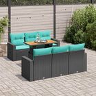 7-piece lounge set with cushions poly rattan black
