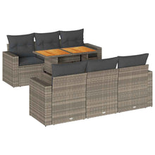 7-delige Loungeset met kussens poly rattan grijs